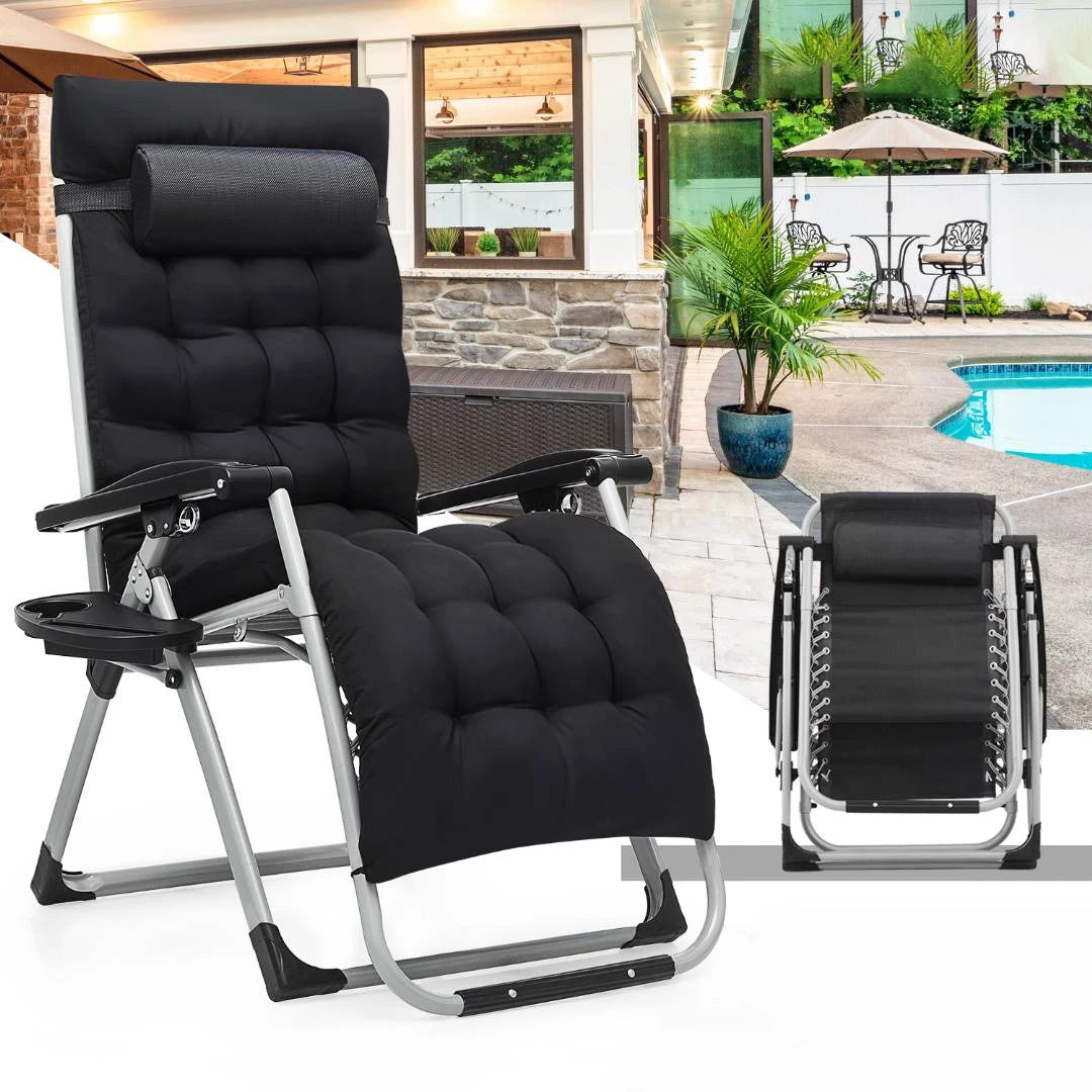 Foldable Reclining lounge chair with cushion pad